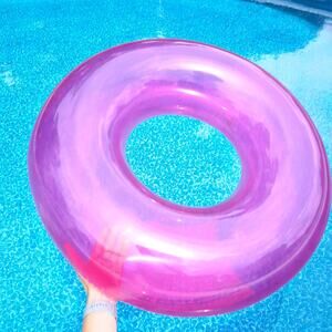 Intex 30" Transparent Hot Pink Inflatable Swim Tube / Pool Ring / Float - GUC